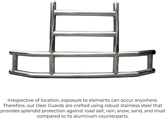 Mytee Products Medium Model Deer Grille Guard Compatible for T660 (2022) with Brackets - 84-2/5"x10"x42-3/5" Heavy Duty Polished Stainless Steel Grille Guard for Trucks