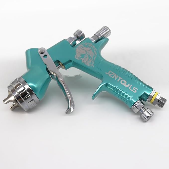 TE20 HVLP Air Spray Gun 1.3mm Nozzles, Car Paint Gun Sprayer,Forged Body, Anodised Finish，Paint Gun for Varnish and Top Coat, with Paint Sprayer Accessories (Blue)