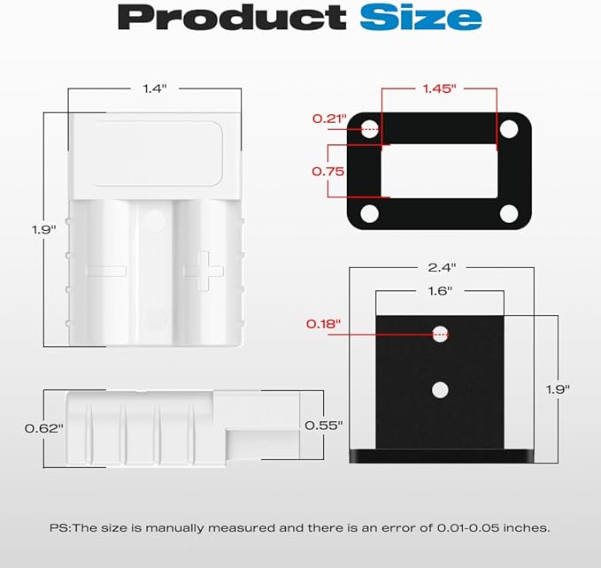 Anderson Connector, 8AWG 50AMP Battery Quick Connect/Disconnect Connector 6 to 12 Gauge 1.25ft Battery Cable Connector 12v-36V Winch Wiring Kit for Cable RV Truck Winch(2 Pack)