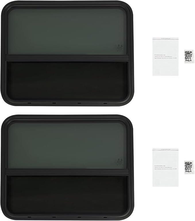RV Window Teardrop Style 2Pack, 30" X 24" Universal RV Window Vertical Slide With 2 Trim Ring, Vertical Sliding Glass Window with Screen Window for Cargo, Horse Trailer (30" X 24"（2 pack）)