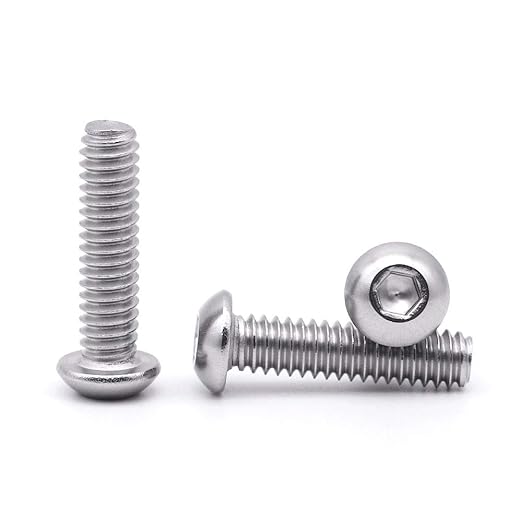 1/4-20 x 2 Button Head Socket Cap Bolts Screws, 304 Stainless Steel 18-8, Allen Hex Drive, Bright Finish, Fully Machine Thread, Pack of 20