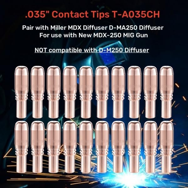MIG Welding Contact Tips .035"(0.9mm) T-A035CH For Bernard Acculock-S Used With D-MA250 Gas Diffuser (20-PK)
