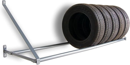 Martins Industries Wall-Mount Tire Rack – Heavy-Duty Steel Storage for 8 Tires | 500 lb Capacity | Fits Up to 34" OD | Adjustable Crossbar | SUV & Light Truck Tire Holder