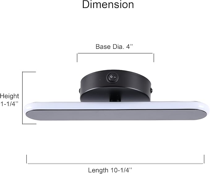12V RV 10inch LED Ceiling Light Fixture, 12V RV Interior Light Fixture with On&Off Switch, 12Volt Wall Reading Light Fixture, Dimmable, 4000K for Motorhome Camper Trailer