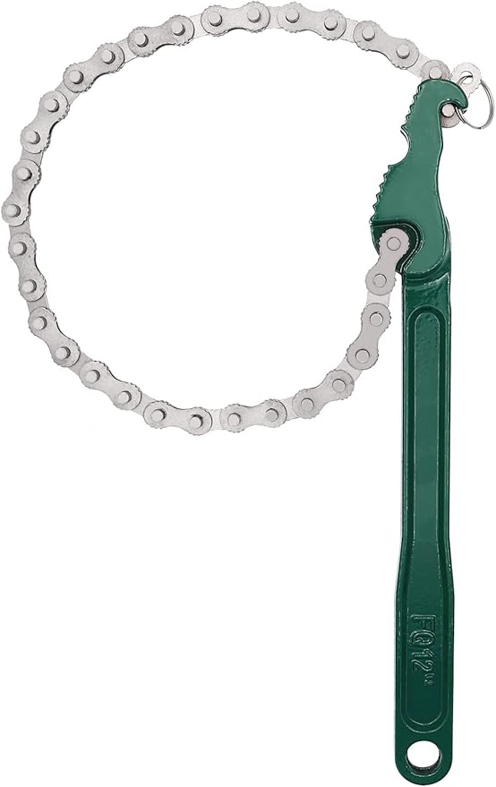 Jeemiter Heavy Duty Ratcheting Chain Wrench, 12 Inches Automotive Oil Fuel Filter Chain Wrench fits 1.5" to 6" Diameter Pliers Adjustable Removal Remover Tool