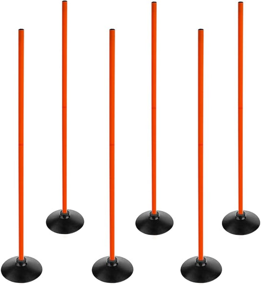 Orange Soccer Agility Poles Set Detachable Sports Trainning Speed Pole Slalom Poles with Rubber Base Sport Traning Equipment