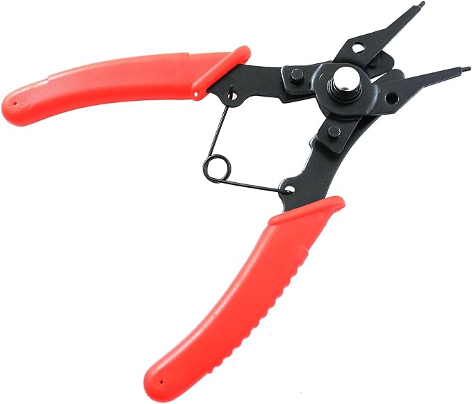 Snap Ring Pliers TAODAN 1Set 4 In 1 C Clips Removal Retaining Set for Automotive and Engine Repair, Interchangeable Jaw Head 45 90 and 180 Degree Angled Jaws, AC Compressor Clutch Holding Tool