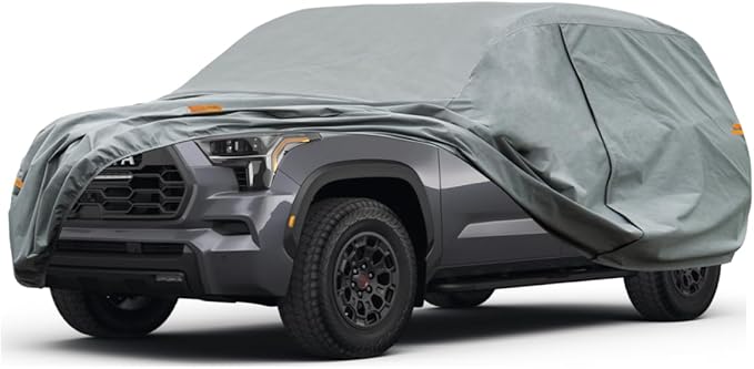 Kayme Heavy Duty SUV Car Cover Custom Fit Toyota Sequoia Waterproof All Weather for Automobiles, Full Exterior Covers Sun Rain UV Protection.（Deliver About 3-10 Days）