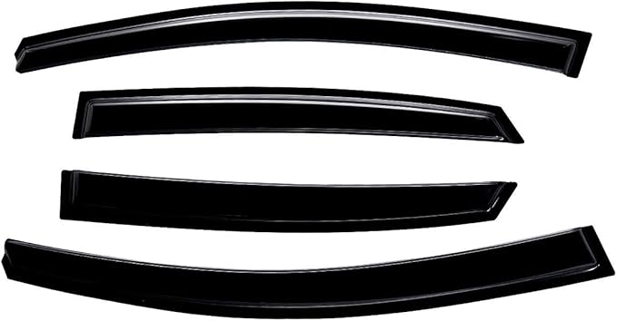 Lightronic Extra Durable Outside-Mount Auto Vent Window Visor, Fits 2013-2019 Nissan Sentra, UV Protection Rain Guard, Original Wind Deflector, No-Drill Easy Install, Dark Smoke, 4-Pcs