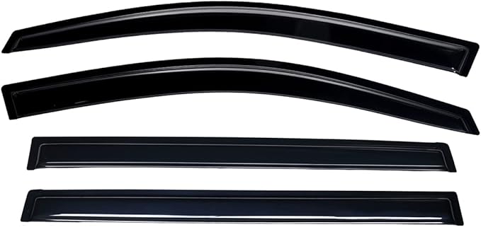 Lightronic Extra Durable Outside-Mount Auto Vent Window Visor, Fits 2008-2013 Toyota Highlander, UV Protection Rain Guard, Original Wind Deflector, No-Drill Easy Install, Dark Smoke, 4-Pcs
