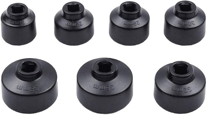 10PCS Oil Filter Cap Wrench Tool Set Includes 24mm,27mm,29mm,30mm,32mm,36mm,38mm, 64mm Oil Filter Housing Removal Socket Kit for Toyota,BMW, Mercedes, VW