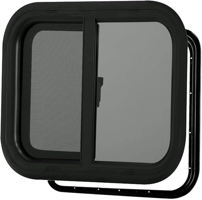 ProFlex RV Horizontal Sliding Window 20" W x 15" H – Heavy Duty Ultra Thick 5mm Tempered Glass, RV Camper Windows Replacement with Trim for 1-1/2’’ Wall Thickness – Easy Installation, DOT Certified