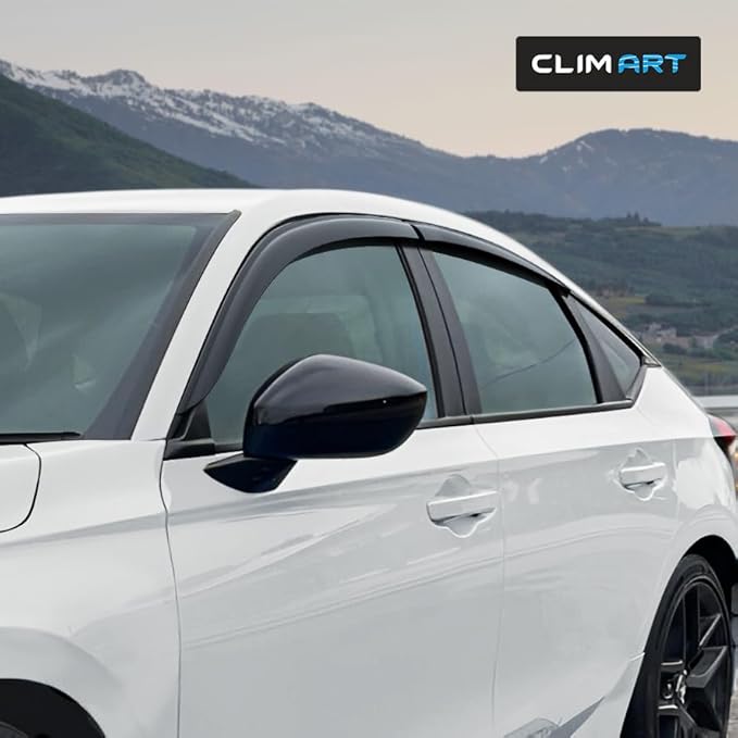 CLIM ART Incredibly Durable Rain Guards for Honda Civic 2022-2026 Hatchback, Original Tape-on Window Deflectors, Vent Deflector, Window Visors, Car Accessories, 4 pcs. - 422072