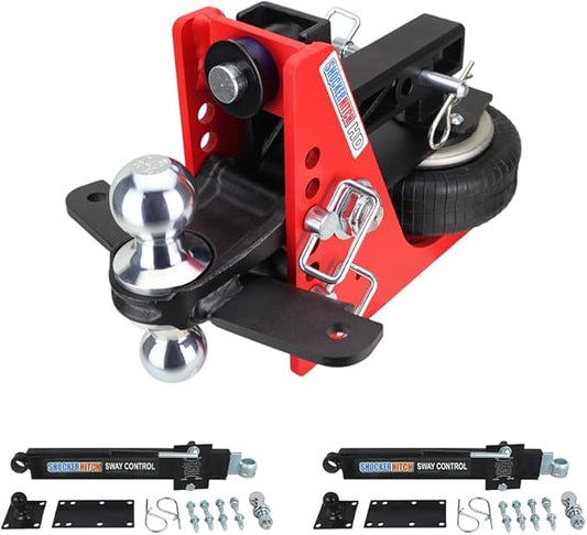 Shocker HD Combo Air Hitch & Sway Control Towing Kit, Fits 2" Hitch Chrome Combo 2" & 2-5/16" Balls
