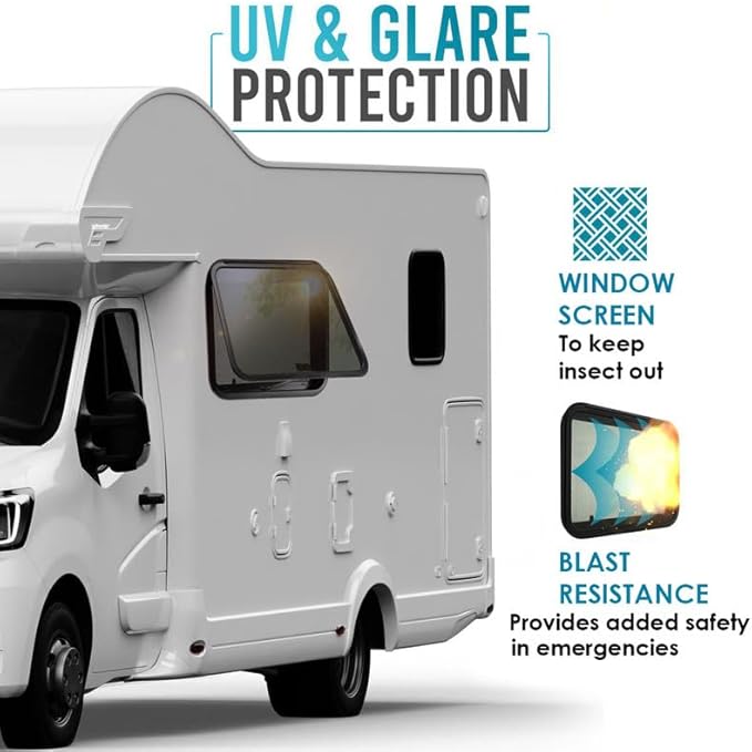 ProFlex RV Emergency Exit Window 36” W X 22” H – Heavy Duty Ultra Thick Tempered Glass, RV Camper Windows Replacement with Trim for 1-3/4’’ Wall Thickness – Easy Installation, DOT Certified