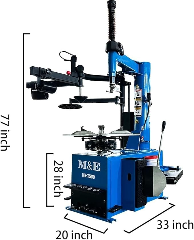 ME-T560 Tire Changer Machine with Auxiliary Arm 24" Turn Table 2.0HP Bead Blaster Tire Repair Tools (ME-T560)
