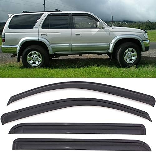 Side Window Wind Deflector fit for 2003-2009 Toyota 4Runner N210, 4pcs Out-Channel Tape-On Nice Rain Guards Set, Dark Smoke Window Visor 94924
