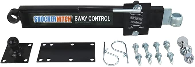 Shocker XR Adjustable Hitch w/Black Combo Ball & Sway Control Towing Kit, Fits 2" Hitch 10 Hole 1 Sway Arm Fits 2" Hitch 10 Hole Frame, Has 1 Sway Arm