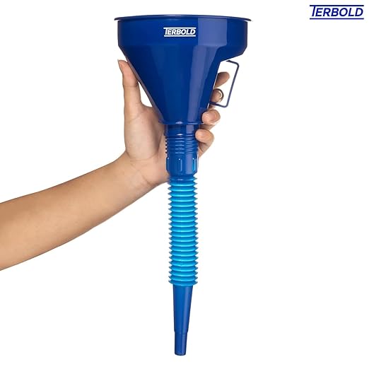 Automotive Flex Funnel with Hose | Wide Mouth Flexible Oil Funnel for Automotive Use - Gas, Transmission Fluid, Car Fuel, Oil Change (Blue)