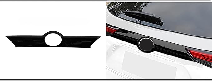 Car Accessories Tail Gate Grille Decoration Protector Guard Plate Fit For Toyota Highlander 2021 2022 2023 2024 2025 Rear Exterior Trunk Streamer Cover Trim (Black) ABS 1 PC