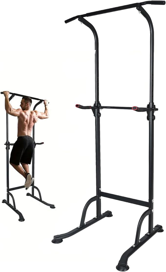 Power Tower Pull Up Bar Station,Height Adjustable Multi-Function Dip Station for Home Gym Strength Training Fitness Workout Equipment