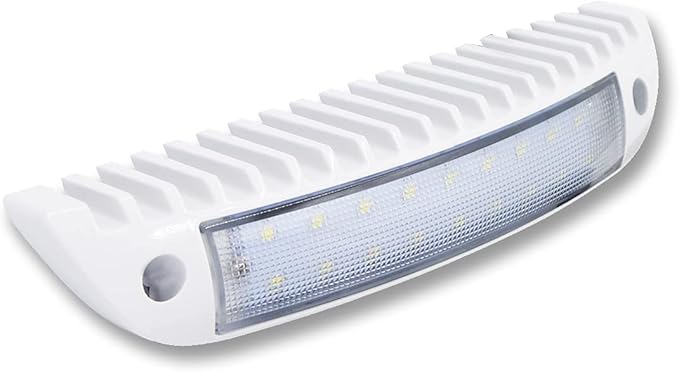 Raycharm 9.1" RV & Boat Low-Profile LED Awning Light Fixture, 40° Down Angle Focused Flood Beam, 6000K Cool-White, High Light-Output Low Ampere, Wateproof White Finish, 12V/24V, 1-Pack