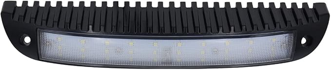 Raycharm 12.2" RV Low-Profile LED Porch Light Fixture, 40° Down Angle Focused Flood Beam, 6000K Cool-White, High Light-Output Low Ampere, Aluminum Housing Black Finish, 12V/24V, 1-Pack