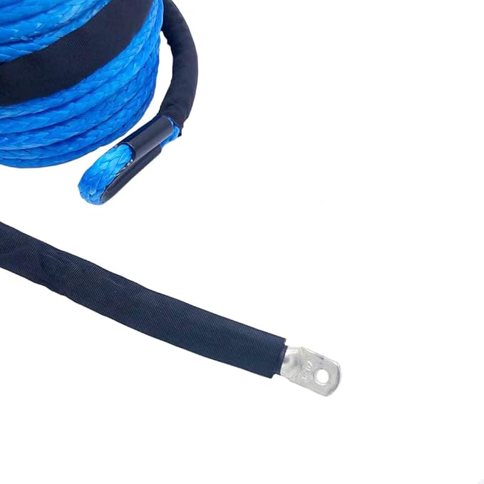 Ucreative 3/8" x 92' Synthetic Winch Rope 26500LBs Line Cable with Sheath for Off Road Vehicle SUV (Blue)