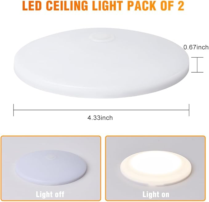 Facon 4.5" LED RV Puck Light Surface Mount - 2Pack, SY-SM45 12V RV Dome Light with Switch, 290LM Cool White (4000K), Ideal for RVs, Motorhomes, Campers, Marine Vehicles