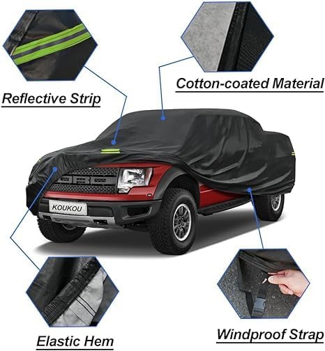 Truck Cover Waterproof Custom Fit Ford Ranger (1998-2025), 7 Layers Heavyweight Pickup Car Cover Outdoor Indoor Sun UV Rain Snow Wind Protection.
