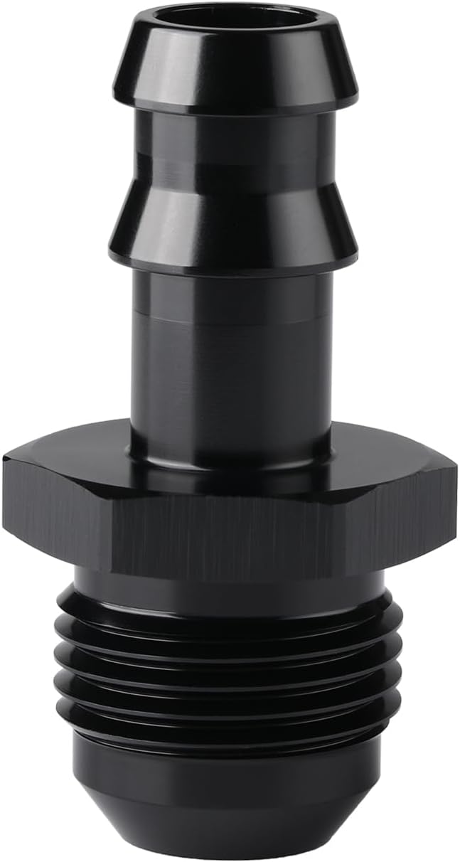 10AN Male Flare to 1/2 Hose Barb Straight Fitting Adapter Aluminum Black