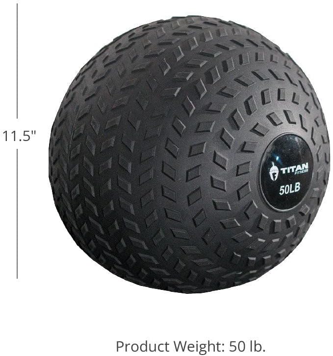 Titan Fitness Rubber Tread Slam Ball, Dead Bounce, Weight Workout - Throw, Catch, Slam, Twist