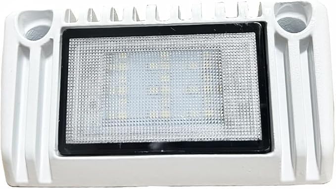 RV LED Porch Exterior Utility Lights, 5 inch Down Angle Flood Beam Awning Light, 3000K Warm-White 12V/24V DC 900 Lumen, White Finish Aluminum Housing, for RVs Trailers Campers, 1 Pack