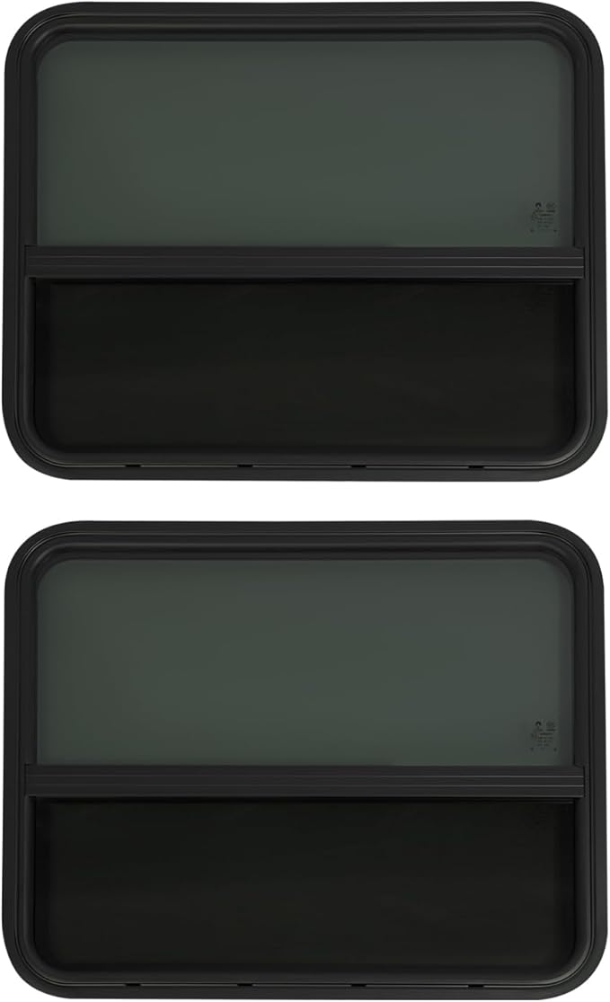 RV Window Teardrop Style 2Pack, 30" X 24" Universal RV Window Vertical Slide With 2 Trim Ring, Vertical Sliding Glass Window with Screen Window for Cargo, Horse Trailer (30" X 24"（2 pack）)