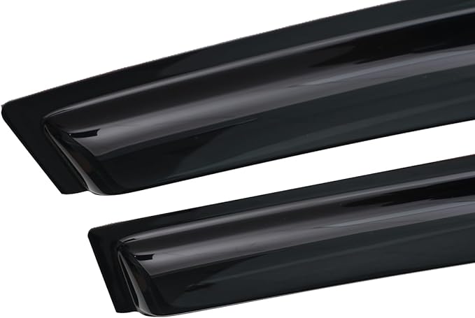 Lightronic Extra Durable Outside Mount Auto Vent Window Visor, Fits 1999-2005 Volkswagen Jetta Sedan, UV Protection Rain Guard, Original Wind Deflector, No-Drill Easy Install, Dark Smoke, 4-Pcs