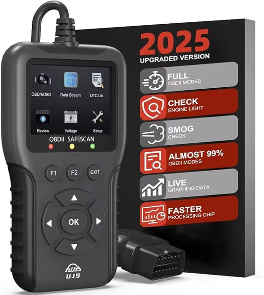 Enhanced Universal OBD2 Scanner, Check Engine Code Reader - 45000+ Fault Codes, Live Data, I/M Readiness, Battery Voltage Check, Read & Clear Error Codes for All OBDII Protocol Car 1996+