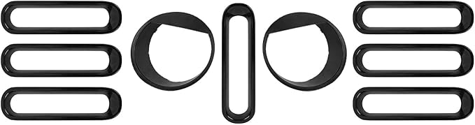 Front Grille Mesh Inserts & Angry Eye Headlight Cover for Jeep Wrangler JK Sport Freedom Rubicon Sahara Unlimited 2007-2017 Clip-in Grille Guard Headlight Bezels Trim Exterior Accessories