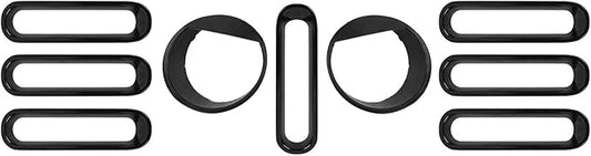 Front Grille Mesh Inserts & Angry Eye Headlight Cover for Jeep Wrangler JK Sport Freedom Rubicon Sahara Unlimited 2007-2017 Clip-in Grille Guard Headlight Bezels Trim Exterior Accessories