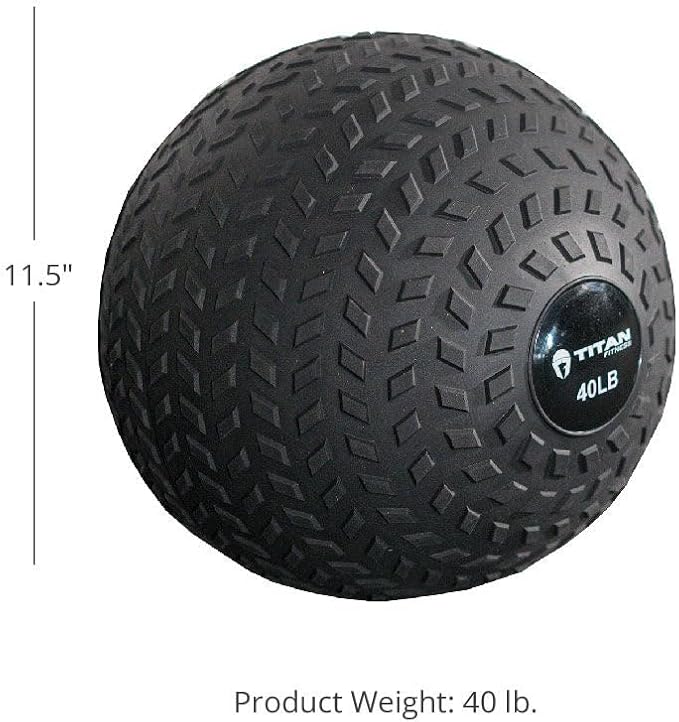 Titan Fitness Rubber Tread Slam Ball, Dead Bounce, Weight Workout - Throw, Catch, Slam, Twist