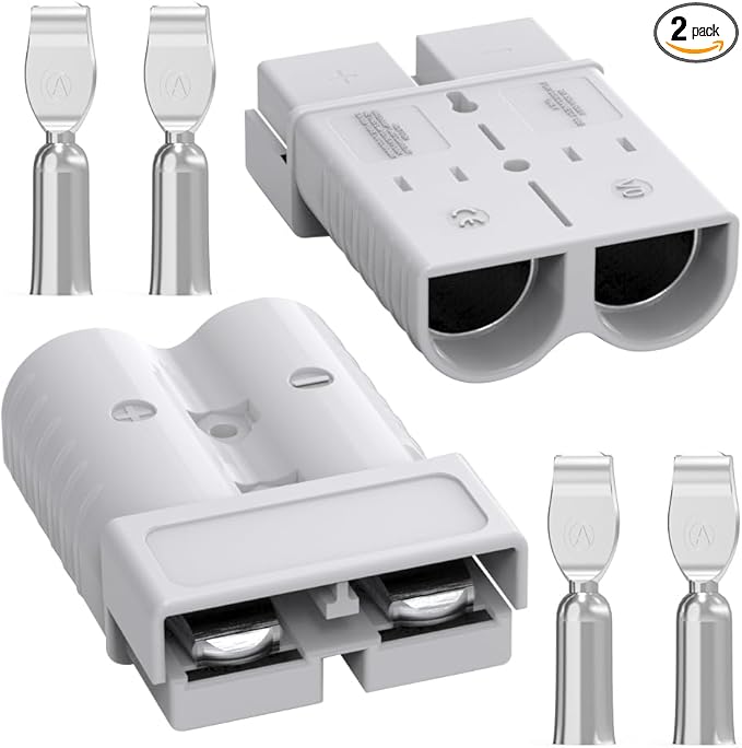 Anderson Connector, 350Amp Battery Quick Disconnect 2/0AWG 600V Heavy-Duty Winch Wiring Kit for Towing (2Pack) - Gray