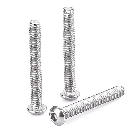 1/4-20 x 2 Button Head Socket Cap Bolts Screws, 304 Stainless Steel 18-8, Allen Hex Drive, Bright Finish, Fully Machine Thread, Pack of 25