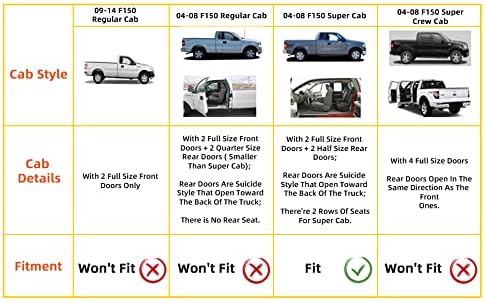 Window Visor Rain Guards Compatible with 2004-2014 Ford F-150 SuperCab/Extended Cab Window Wind Deflectors Vent Visors Shades for Truck Accessories Tape-On(No-Drill) 4pcs