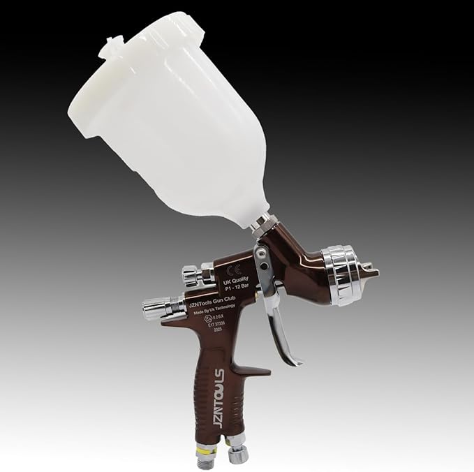 TE20 HVLP Air Spray Gun 1.3mm Nozzles, Car Paint Gun Sprayer,Forged Body, Anodised Finish，Paint Gun for Varnish and Top Coat, with Paint Sprayer Accessories (Brown)