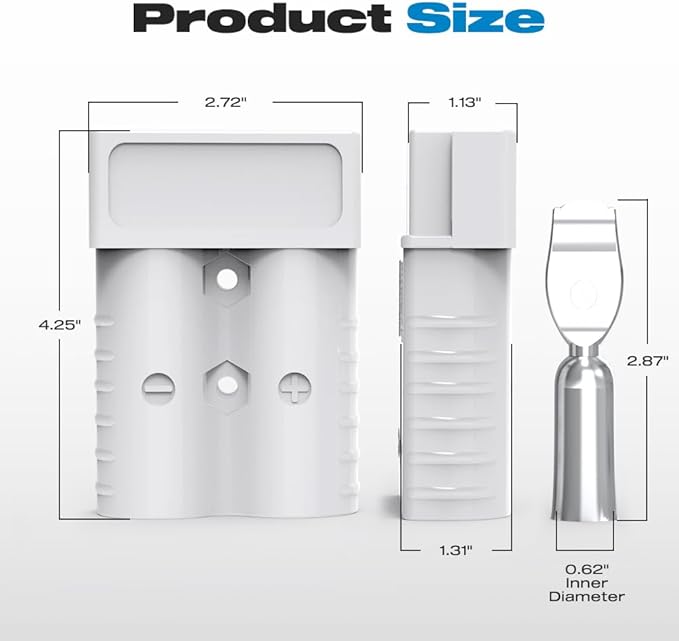 Anderson Connector, 350Amp Battery Quick Disconnect 2/0AWG 600V Heavy-Duty Winch Wiring Kit for Towing (2Pack) - Gray