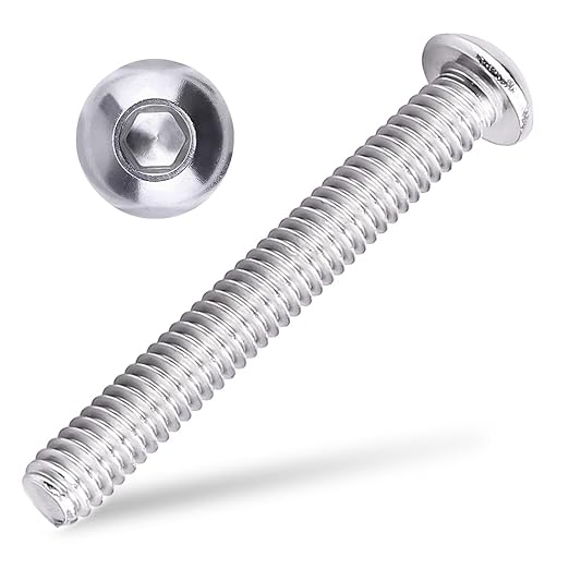 1/4-20 x 2 Button Head Socket Cap Bolts Screws, 304 Stainless Steel 18-8, Allen Hex Drive, Bright Finish, Fully Machine Thread, Pack of 25