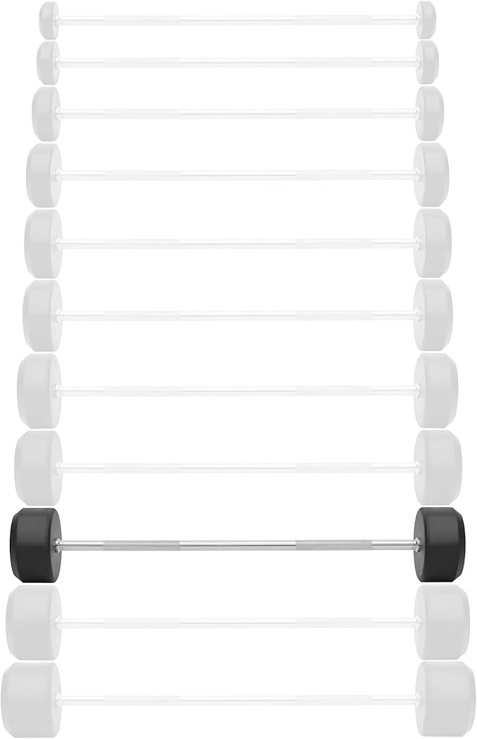 Philosophy Gym Rubber Fixed Barbell, Pre-Loaded Weight Straight Bar for Strength Training & Weightlifting
