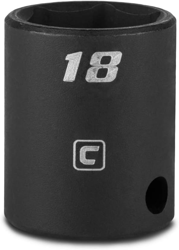 Capri Tools CP53018 18 mm Shallow Impact Socket, 3/8-Inch Drive, 6-Point, Metric