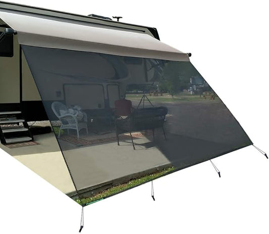Tentproinc RV Awning Sun Shade Screen 10' X 13' 3'' (Fit for 14' Awning) Mesh Screen Sunshade Camper Trailer Motorhome Awning Sunscreen UV Blocker Complete Kits - 3 Year Warranty (Black)