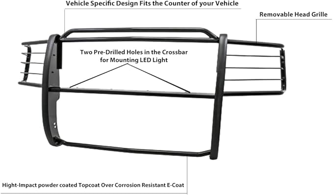Black Horse Grille brush Bumper Guard Modular Black Compatible with 2001-2012 Ford Ranger|2001-2012 Ford Ranger-17FR20MA