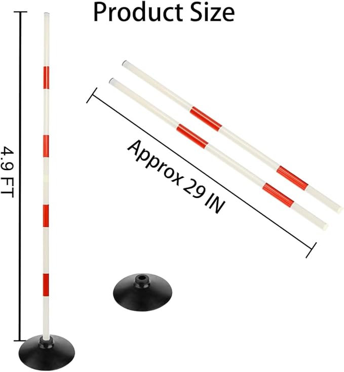 Red-White Soccer Agility Pole Set Rubber Base Dribbling Stick Traffic Warning Sign Pole Multifunctional Training Pole